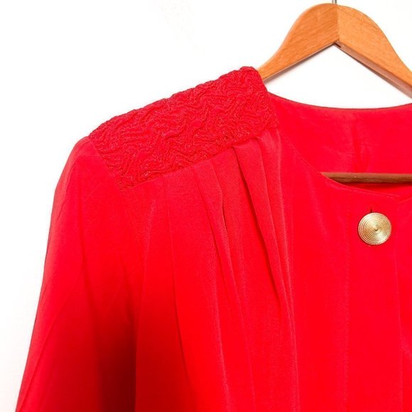 Vintage 70s Red Cropped Funky Retro Blouse Top - Picture 3 of 8